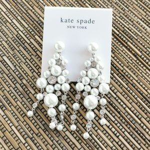 Kate Spade Pearl Caviar Statement Earrings Silver